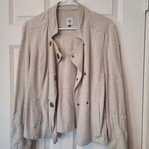 Cabi oatmeal-colored moto style jacket with strand-up collar size S